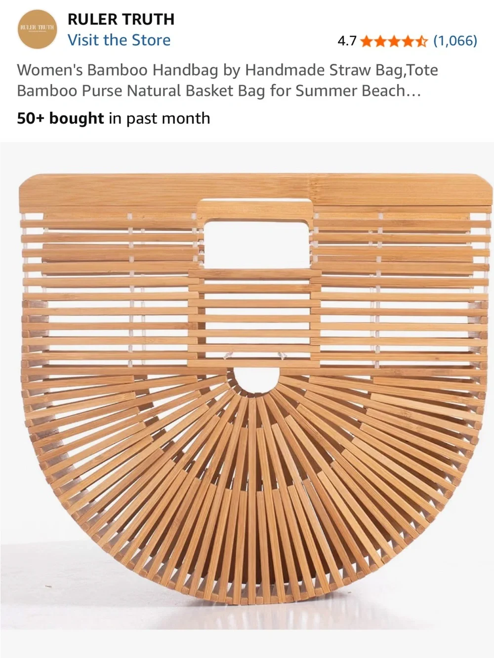 Natural Bamboo Arc Tote - Unbranded